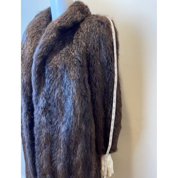 Evans Womens Fisher Fur Over Coat Open Front Long Sleeve Brown Size Large - Picture 4 of 6